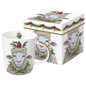 Off to the Party - Sheep and Birds Wearing Hats Gift-Boxed Mug - Artwork by Vicki Sawyer