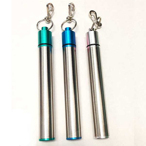 Telescoping, Collapsible and Retractable Stainless Steel Straw, Cleaning Brush, Carry Case and Clip