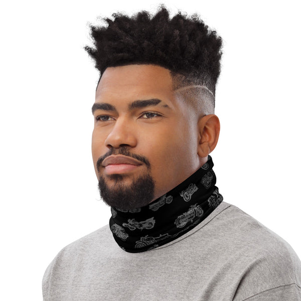 Mens Motorcycle Face Covering Neck Gaiter - One Size Unisex - Black
