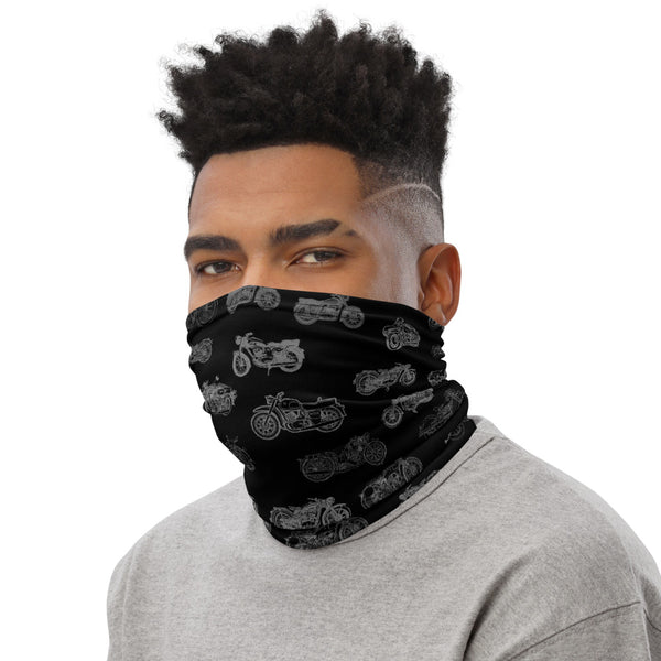 Mens Motorcycle Face Covering Neck Gaiter - One Size Unisex - Black