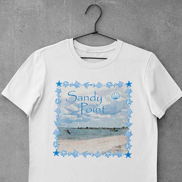 Sandy Point T-shirt for Summer Days Along the CT / RI Shoreline